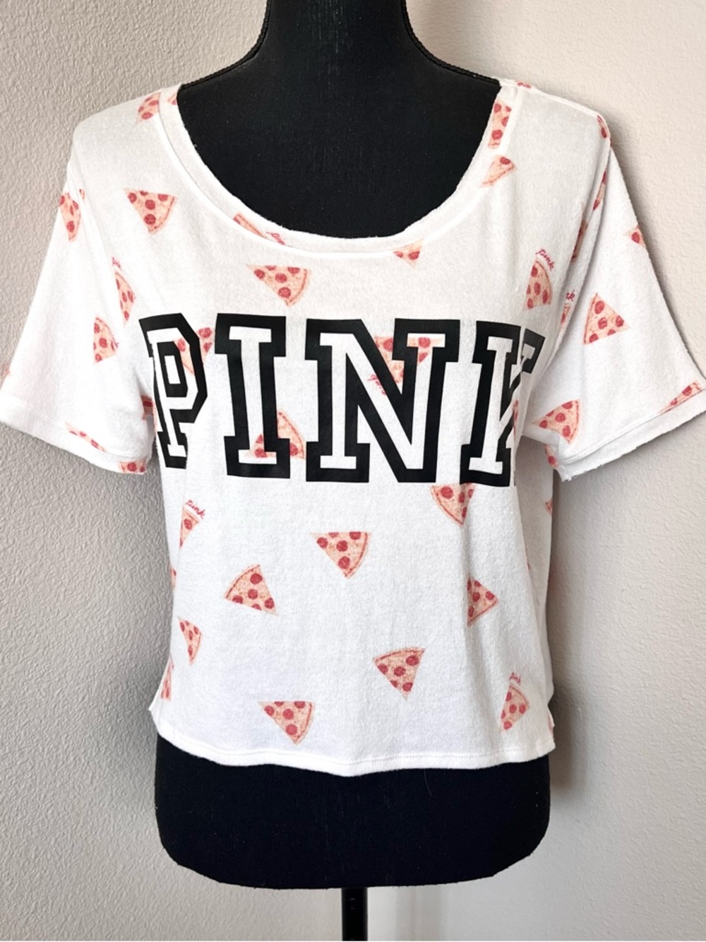 EXC • VS PINK Pizza Print Super Soft Sleep Tee •